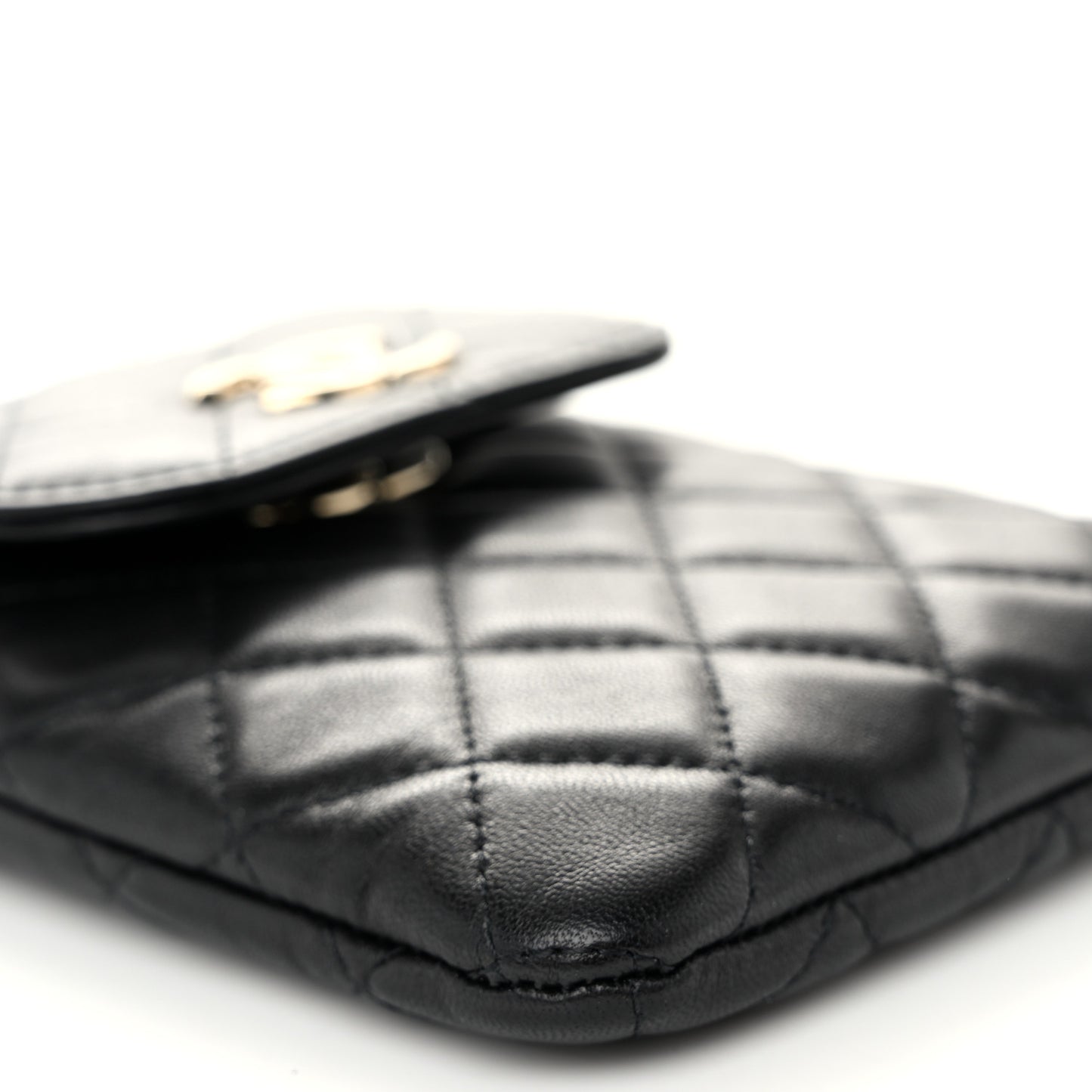 Lambskin Quilted CC Phone Holder Black