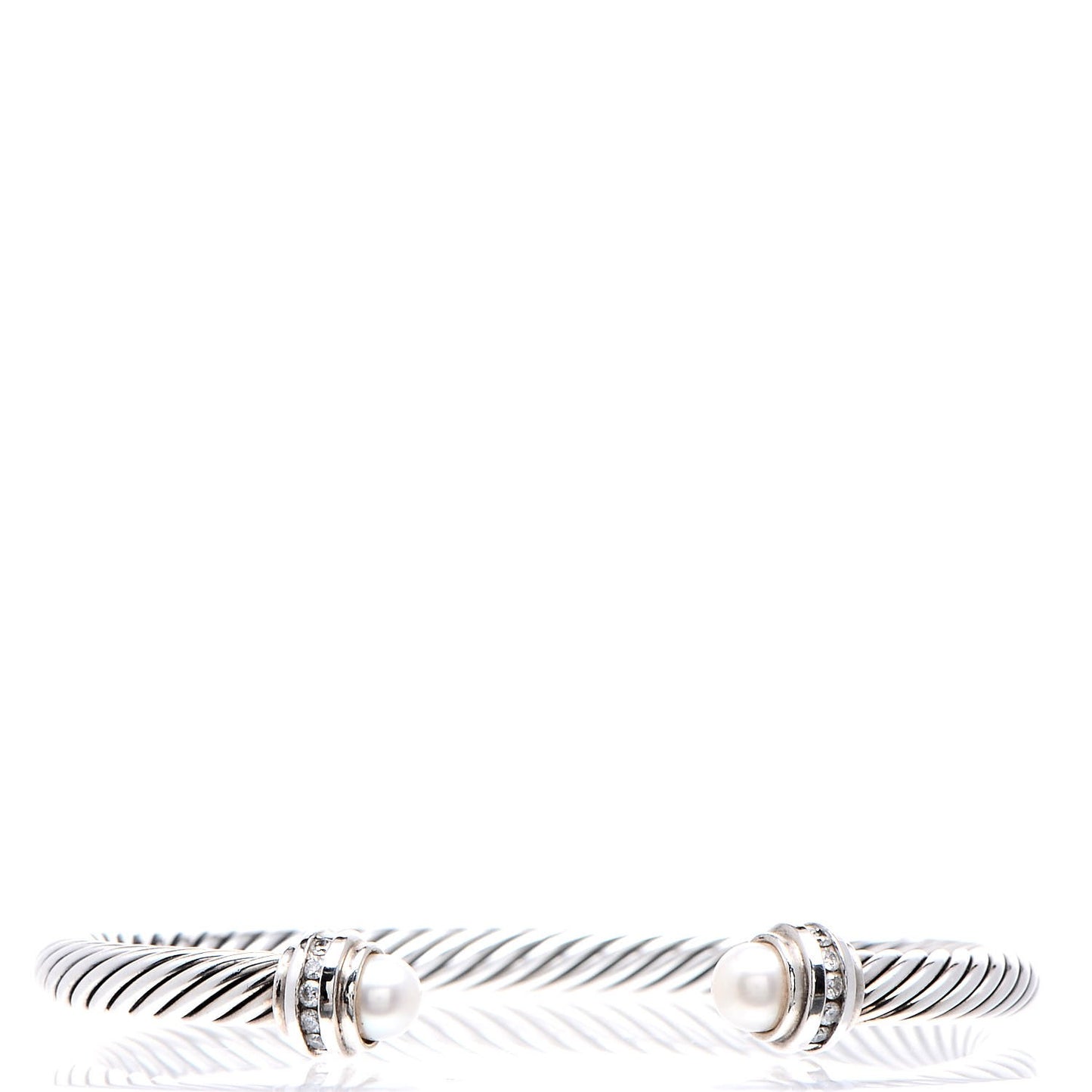 Sterling Silver Diamond Pearl 5mm Cable Classics Princess Bracelet
