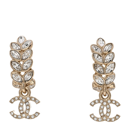 Chanel Crystal Sparkling Wheat CC Long Drop Earrings Gold 1 of 5