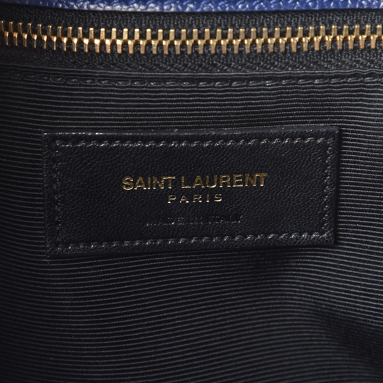 Saint Laurent Grain De Poudre Matelasse Chevron Monogram Shopping Bag Deep Marine 7 of 14