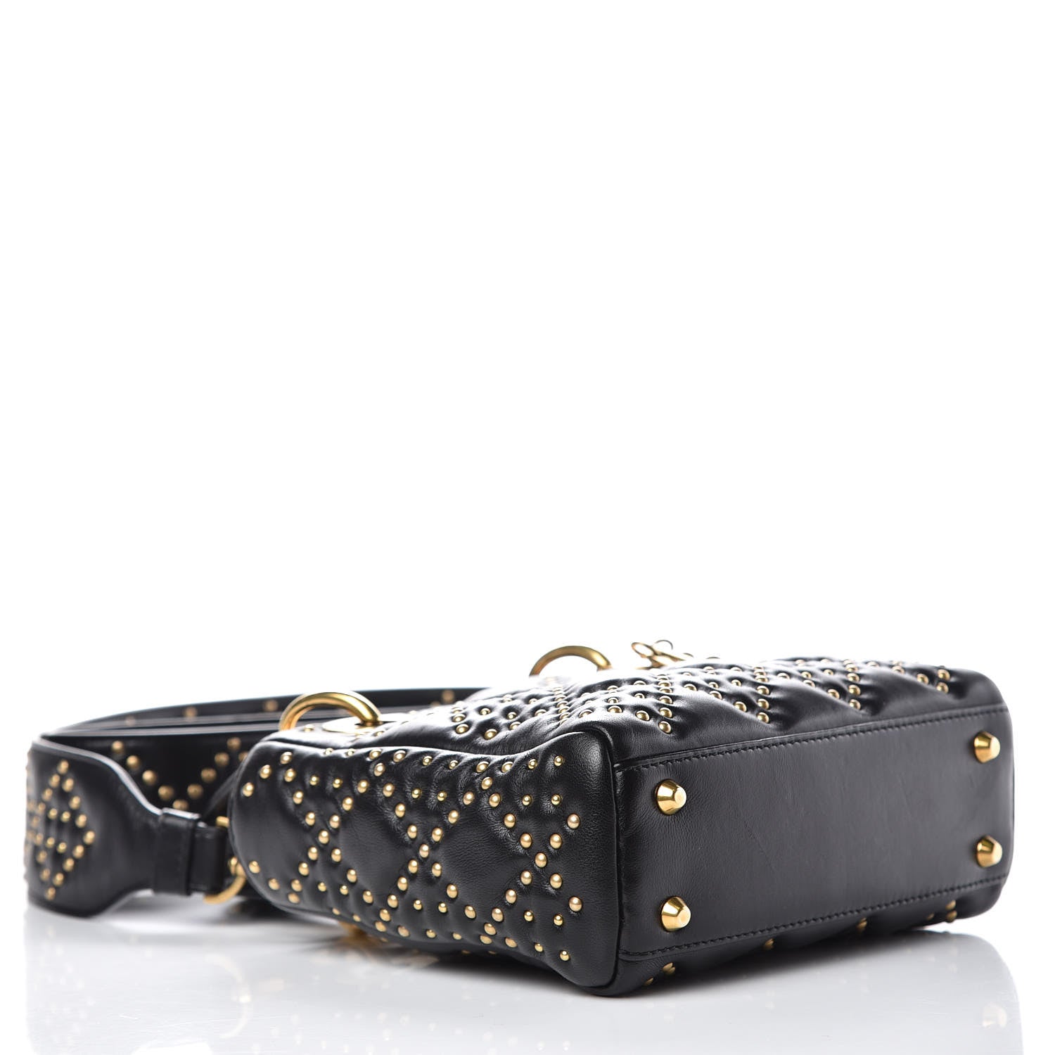 Christian Dior Lambskin Studded Mini Supple Lady Dior Black 4 of 8