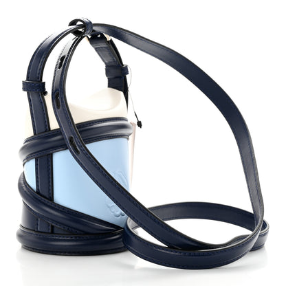 Alexander McQueen Calfskin Mini Curve Bucket Bag Navy Ivory Purple 3 of 11