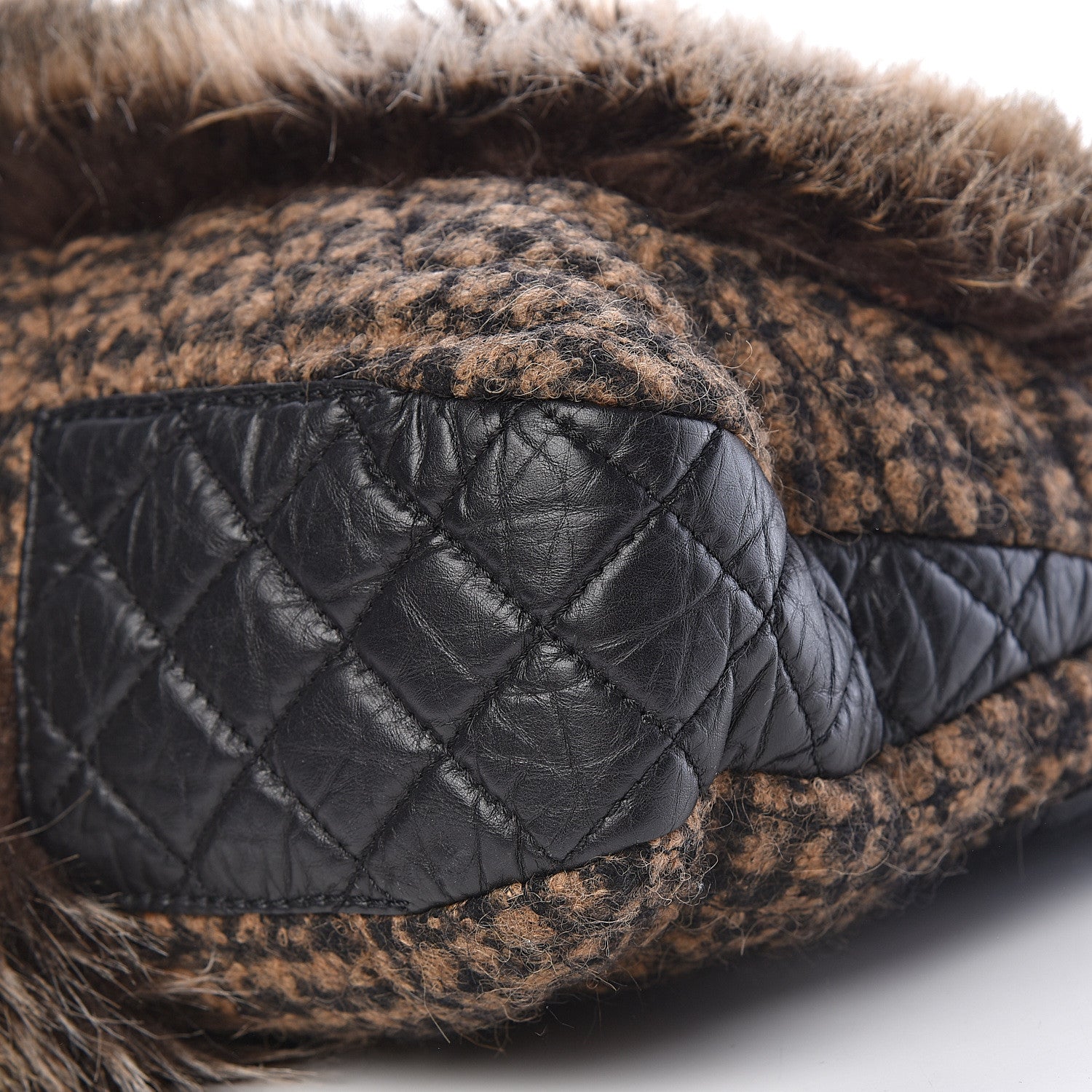 Chanel Tweed Lambskin Fantasy Fur Karl's Cabas Tote Black 10 of 15