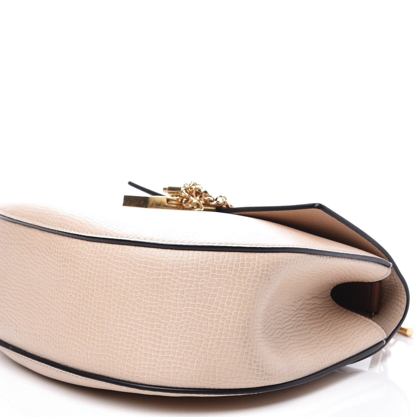 Grained Calfskin Lambskin Drew Shoulder Bag Powder Beige Caramel