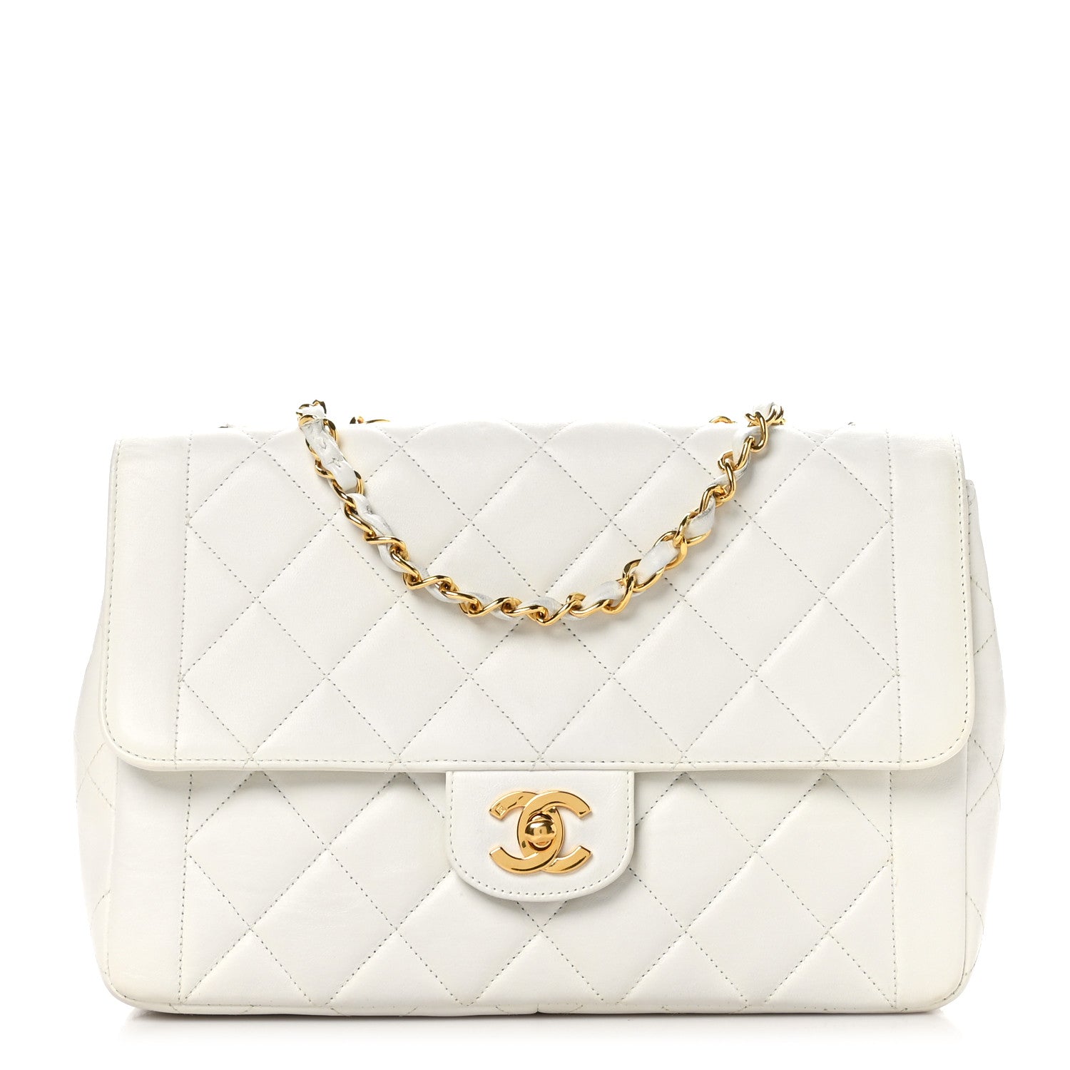 Chanel Lambskin Quilted Medium Single Flap White 1 of 11
