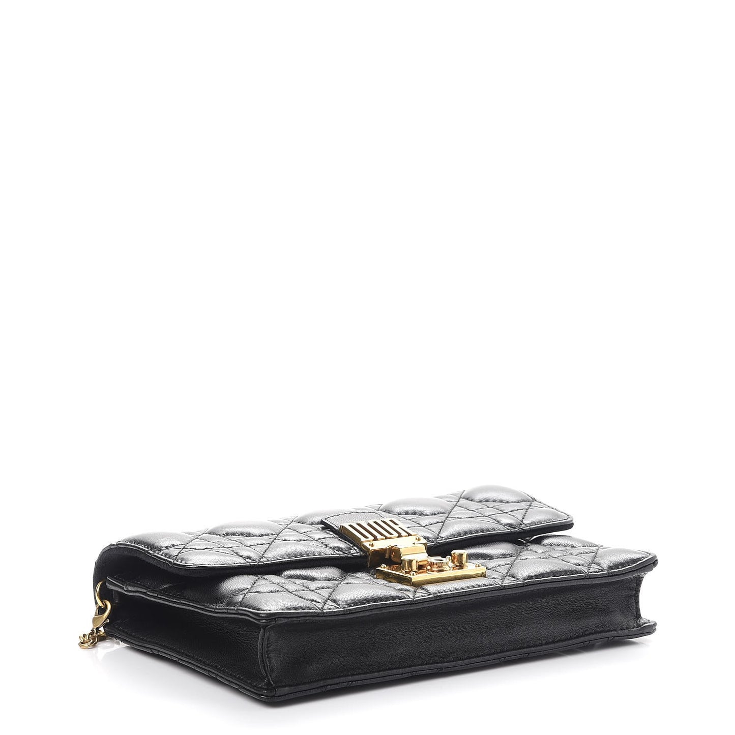 Lambskin Cannage Dioraddict Wallet On Chain Clutch Black