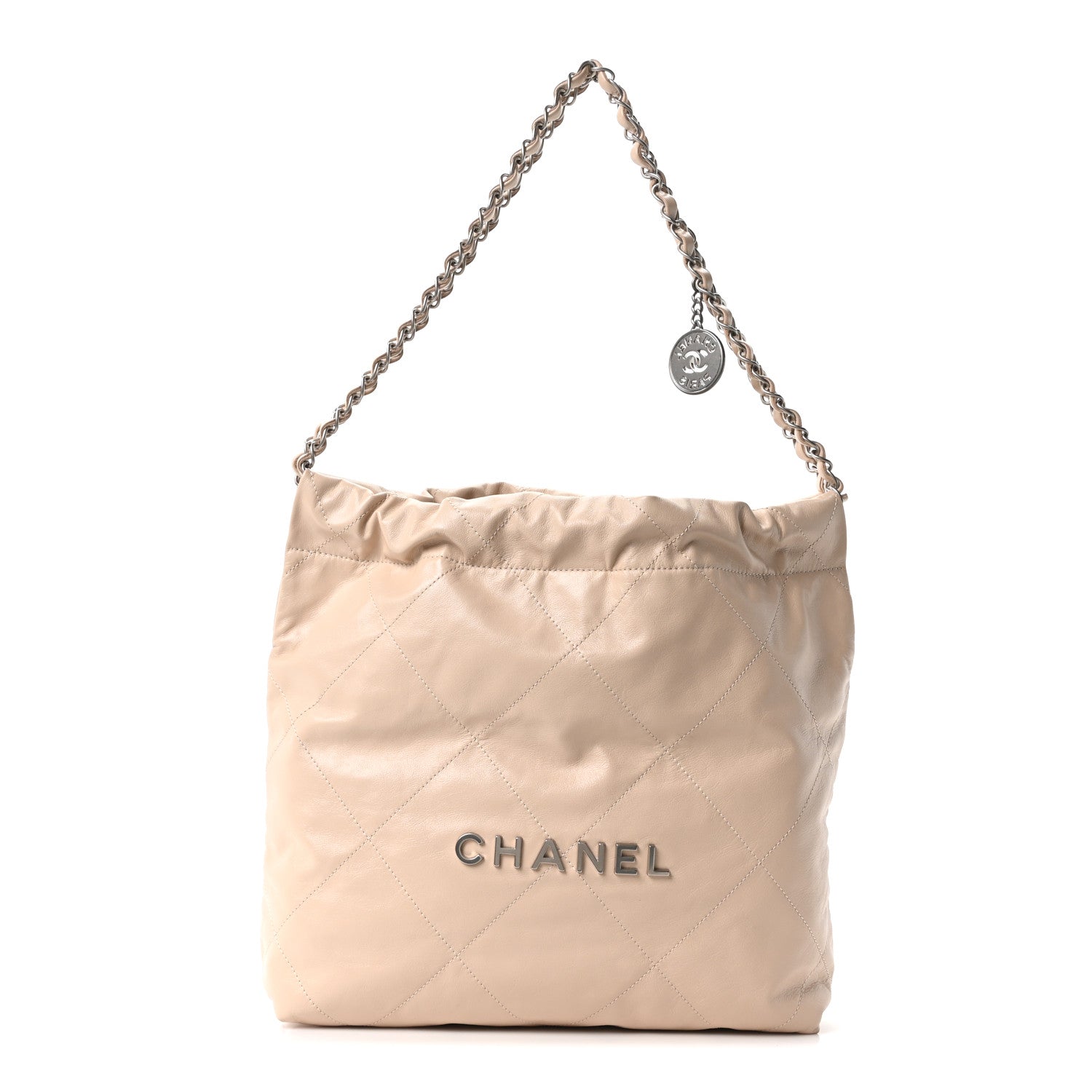 Chanel Shiny Calfskin Quilted Small Chanel 22 Ecru 1 of 11
