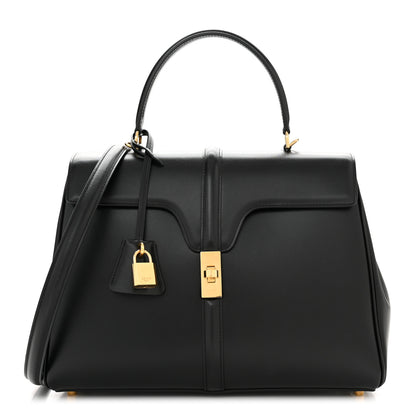 Celine Satinated Calfskin Medium 16 Top Handle Bag Black 1 of 12