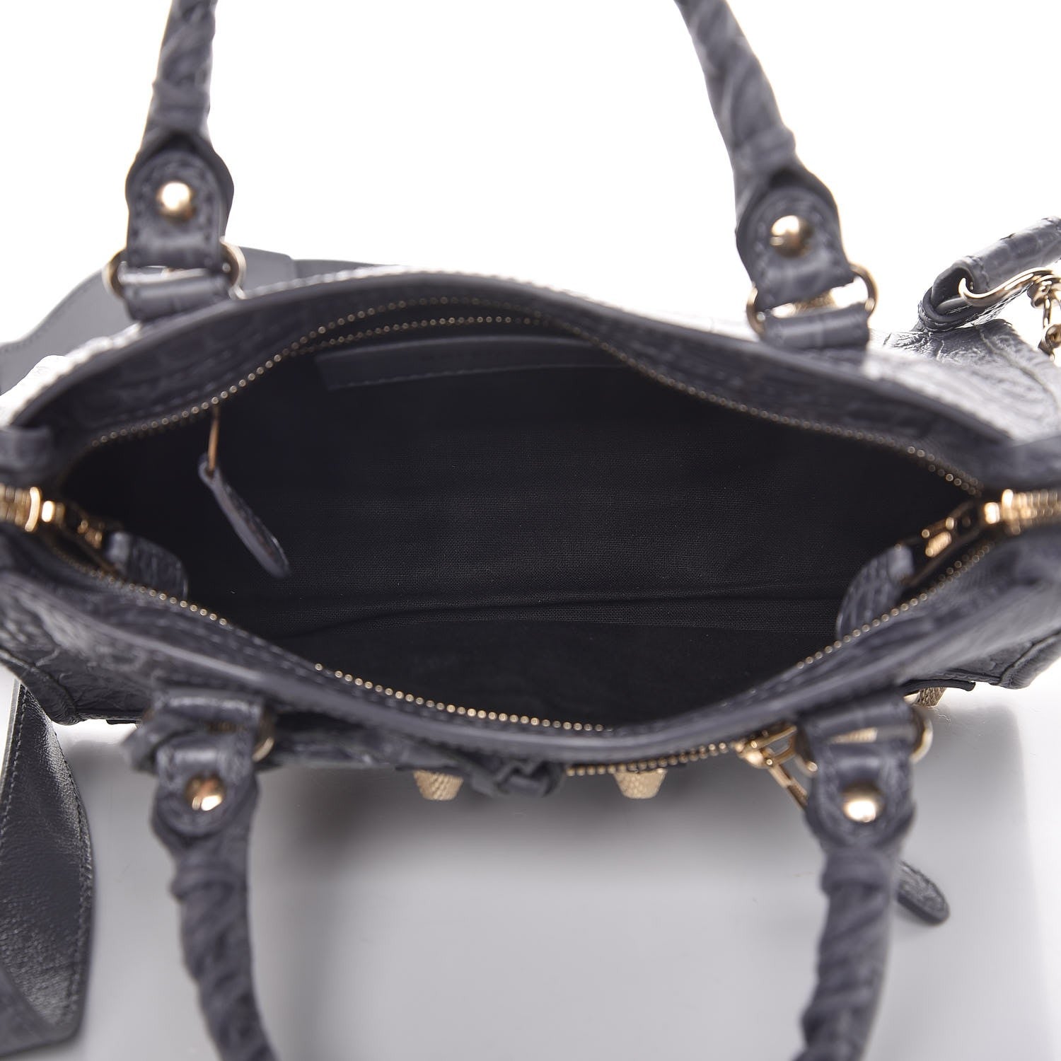 Balenciaga Calfskin Crocodile Embossed Giant 12 Gold Hardware Mini City Gris Beton 5 of 7