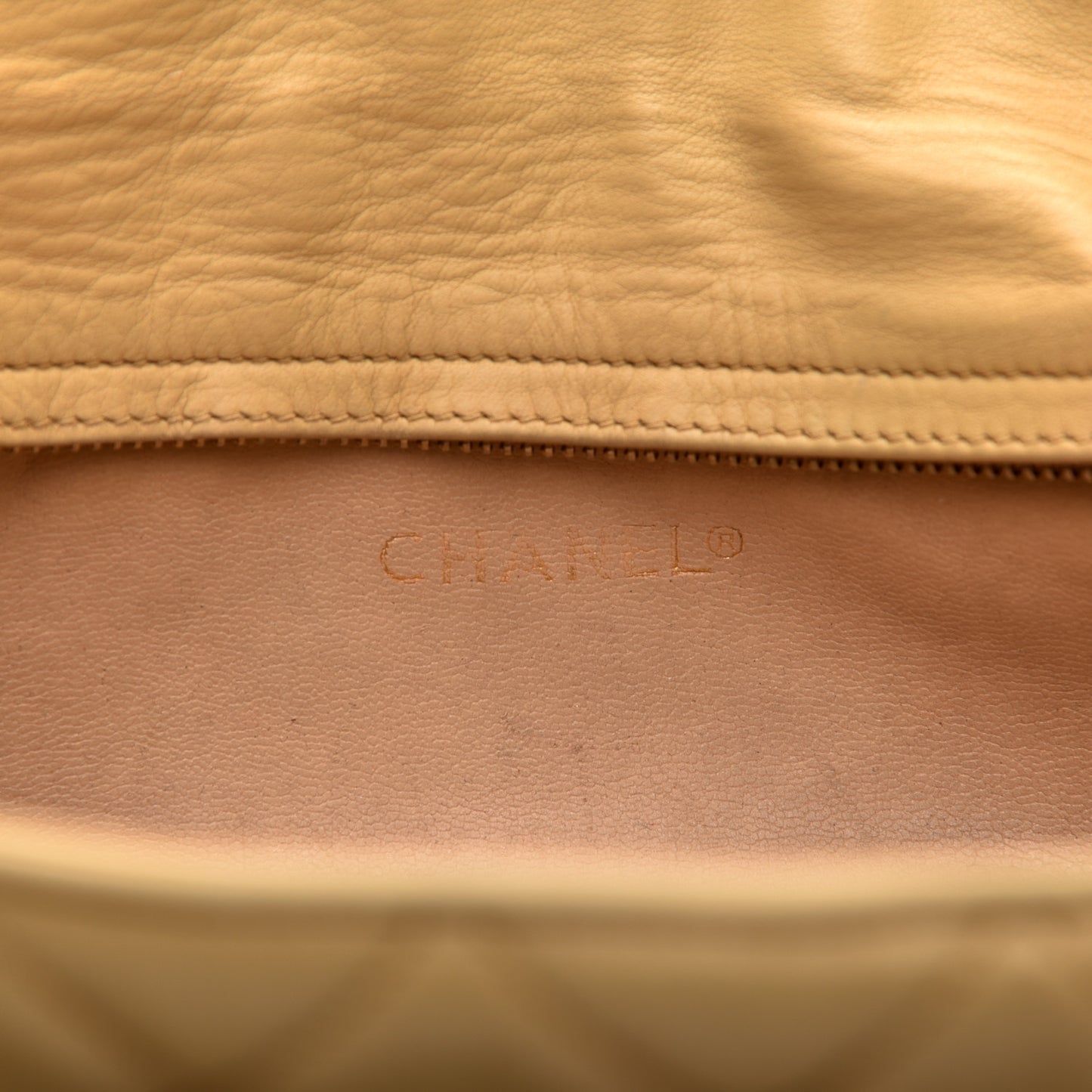 Lambskin Quilted Shopping Tote Beige