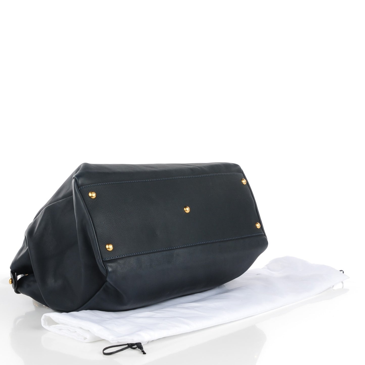 Calfskin Denim Zucca Large Peekaboo Iconic Satchel Navy