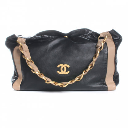 Chanel Lambskin Small Olsen Shoulder Bag Black Beige 1 of 7