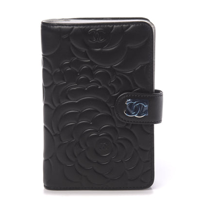 Chanel Lambskin Camellia Embossed Zipped Pocket Wallet Black 1 of 9