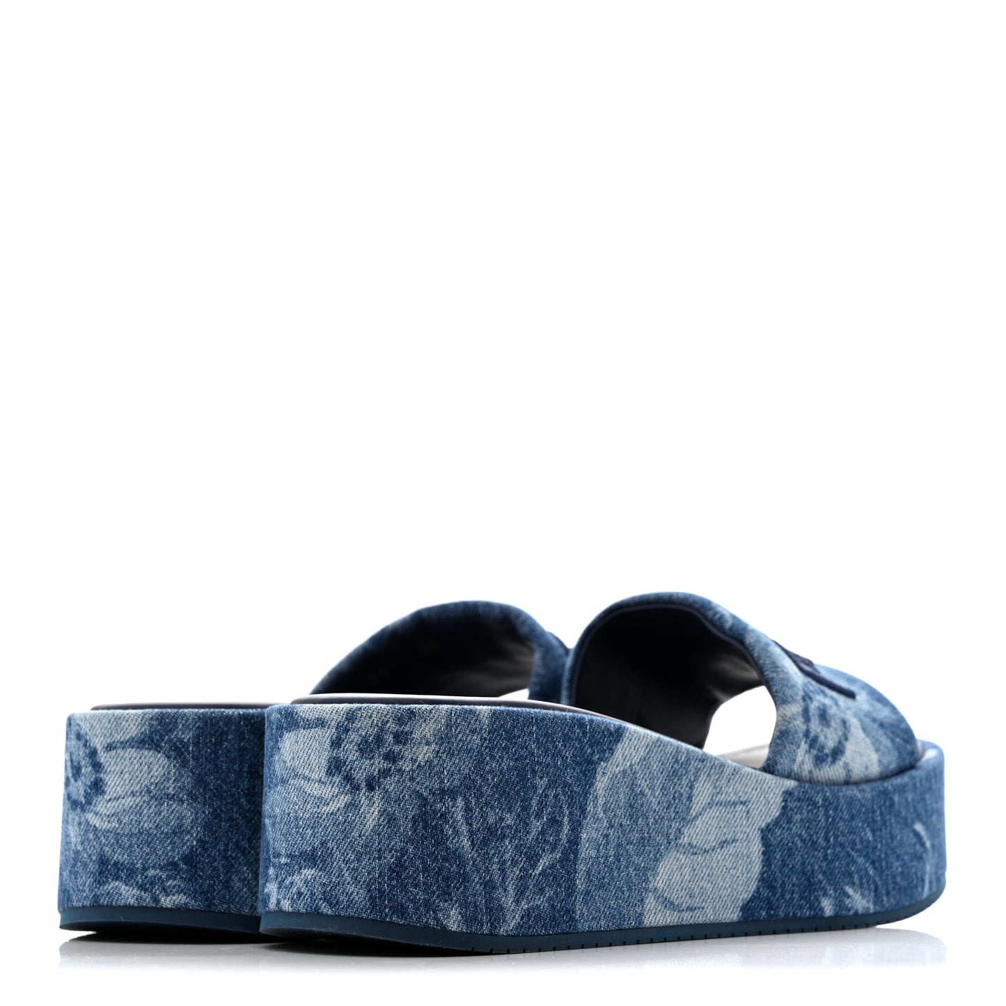 Denim Sea Garden Logo Sunshine Flatform Slide Sandals 36 Blue Medium Dark Blue