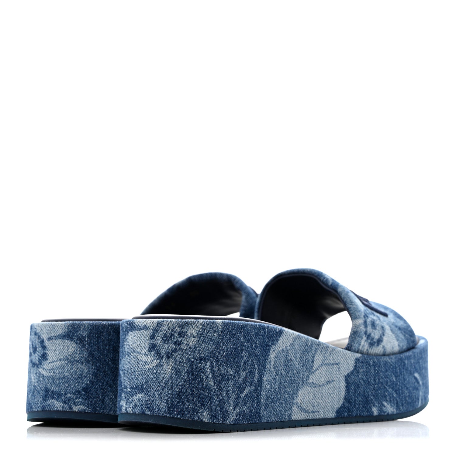 Fendi Denim Sea Garden Logo Sunshine Flatform Slide Sandals 36 Blue Medium Dark Blue 5 of 9