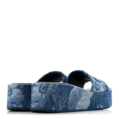 Fendi Denim Sea Garden Logo Sunshine Flatform Slide Sandals 36 Blue Medium Dark Blue 5 of 9