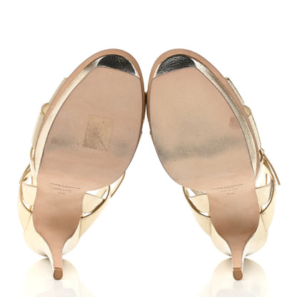 Saint Laurent Supercrack Calfskin Tribute 105 Platform Sandals 39 Platino 5 of 8
