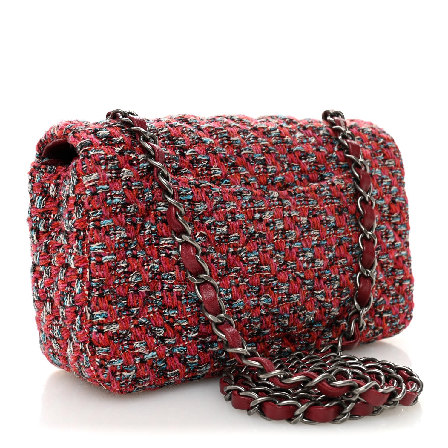 Chanel Tweed Quilted Mini Rectangular Flap Red Blue Ecru Black Pink 3 of 11