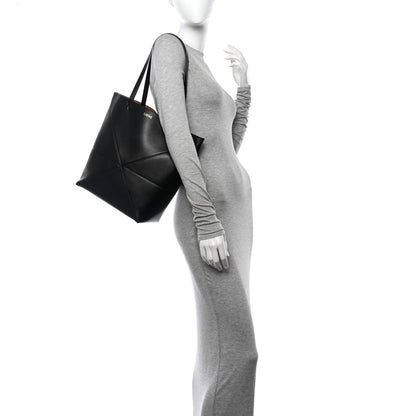 Loewe Shiny Calfskin Medium Puzzle Fold Tote Black 2 of 12