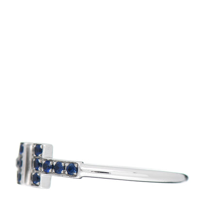 Tiffany 18K White Gold Blue Sapphire T Wire Ring 56 7.5 4 of 5