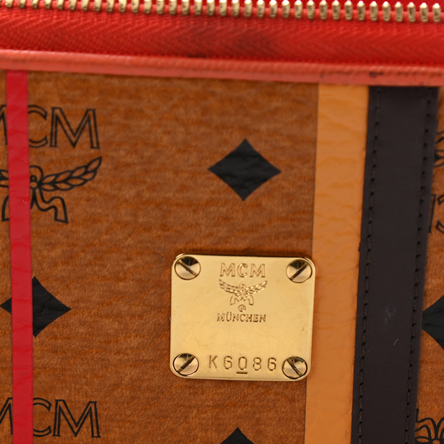 Visetos Striped Zip Around Wallet Cognac