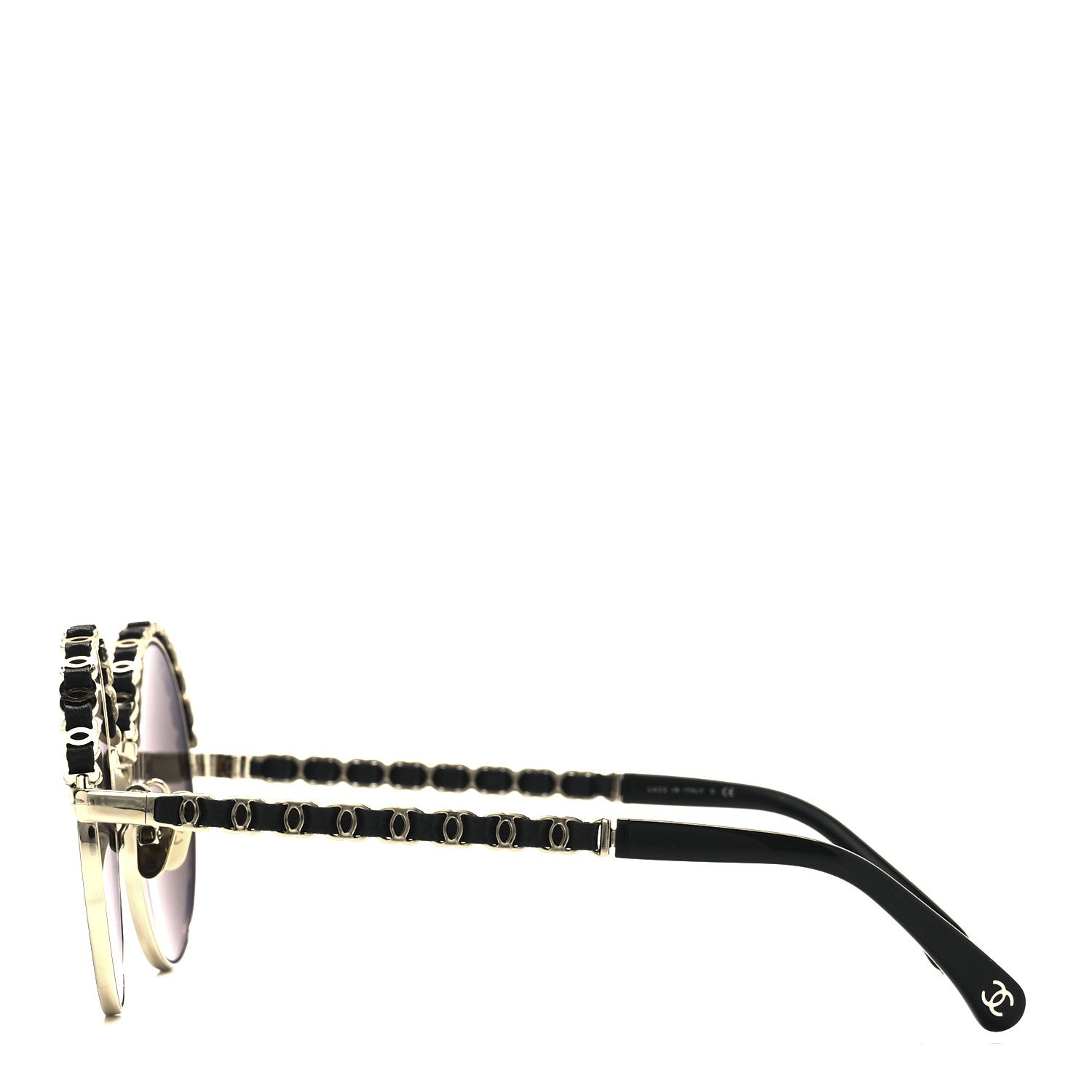 Chanel Metal Calfskin Round Chain Sunglasses 4265-Q Black 3 of 8