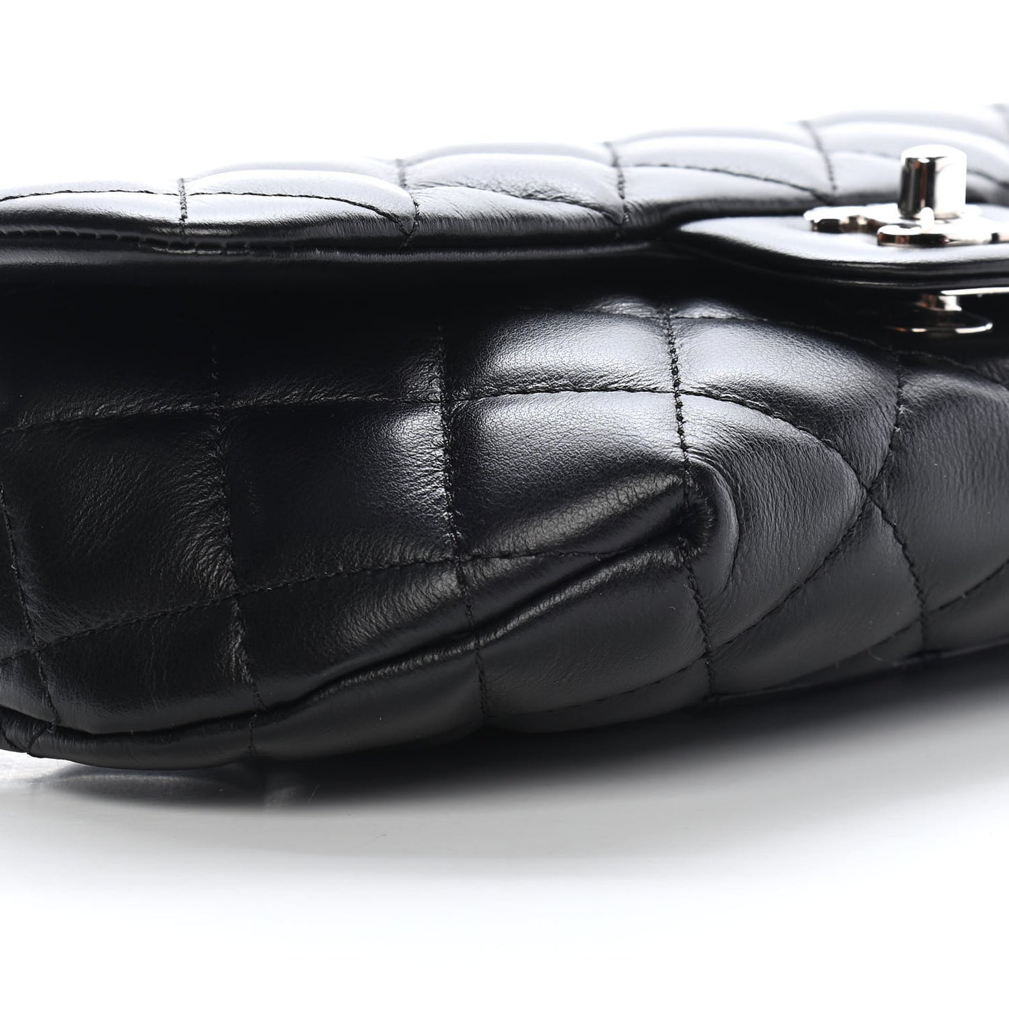 Calfskin Quilted CC Uniform Flap Belt Bag Black