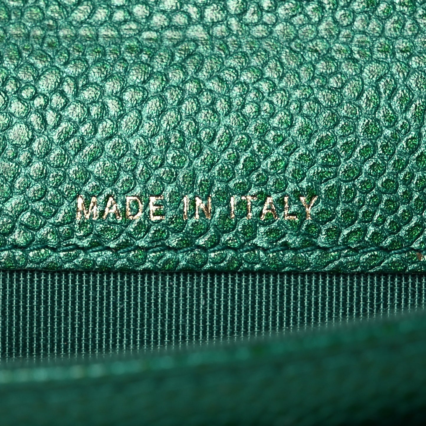 Metallic Caviar Quilted Flap Card Holder Wallet Green