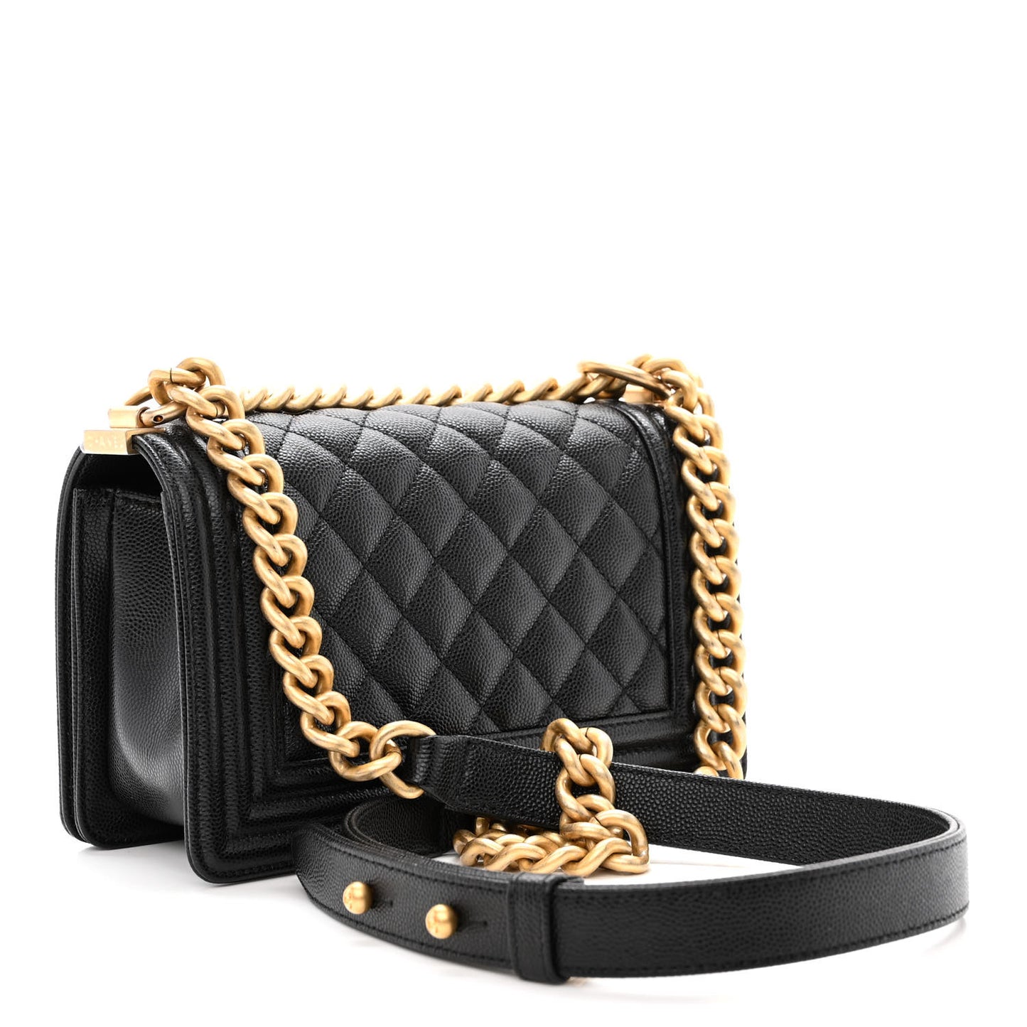 Caviar Quilted Small Boy Flap Black