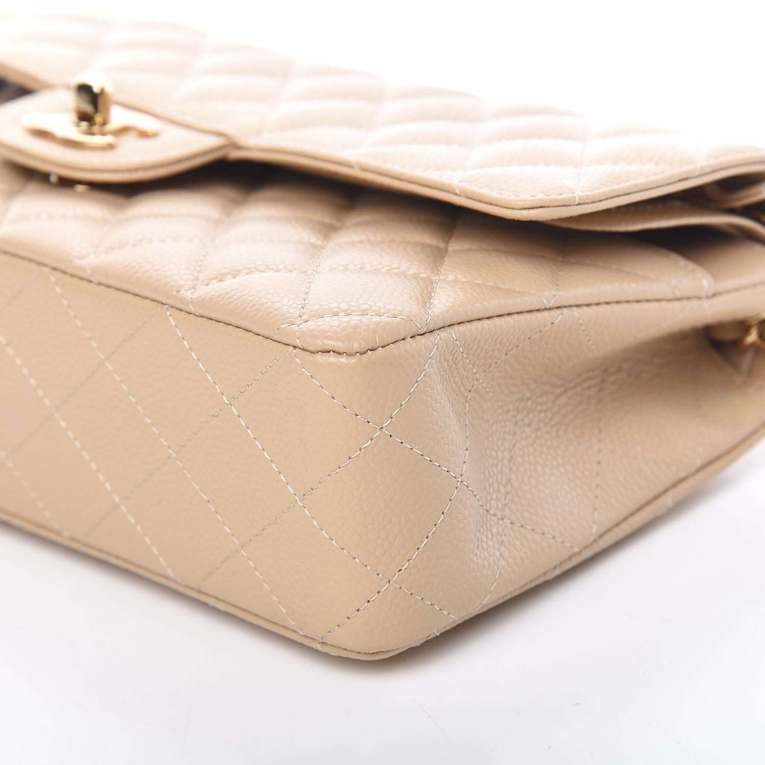 Chanel Caviar Quilted Medium Double Flap Light Beige 8 of 10