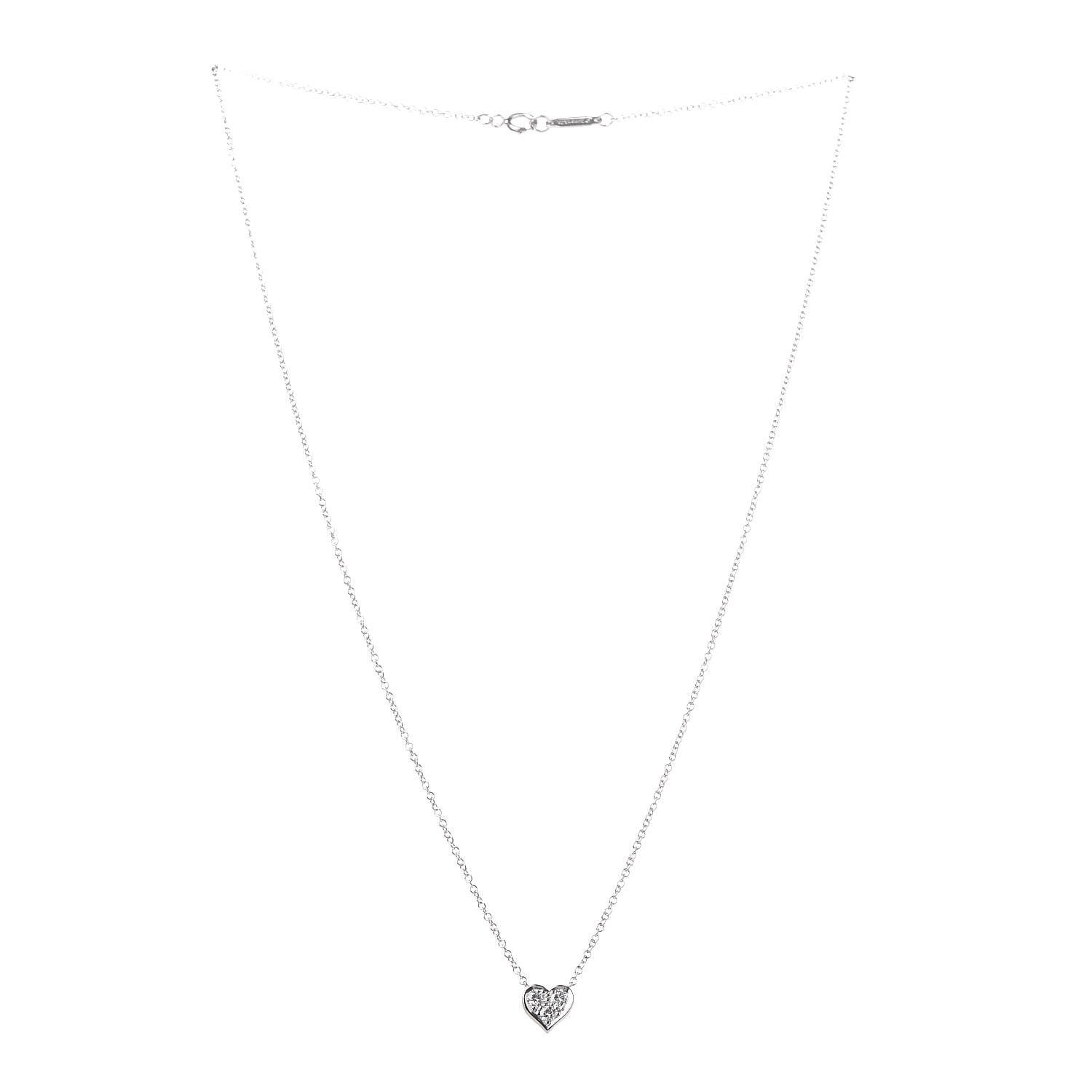 Tiffany Platinum Diamond Heart Pendant Necklace 3 of 5