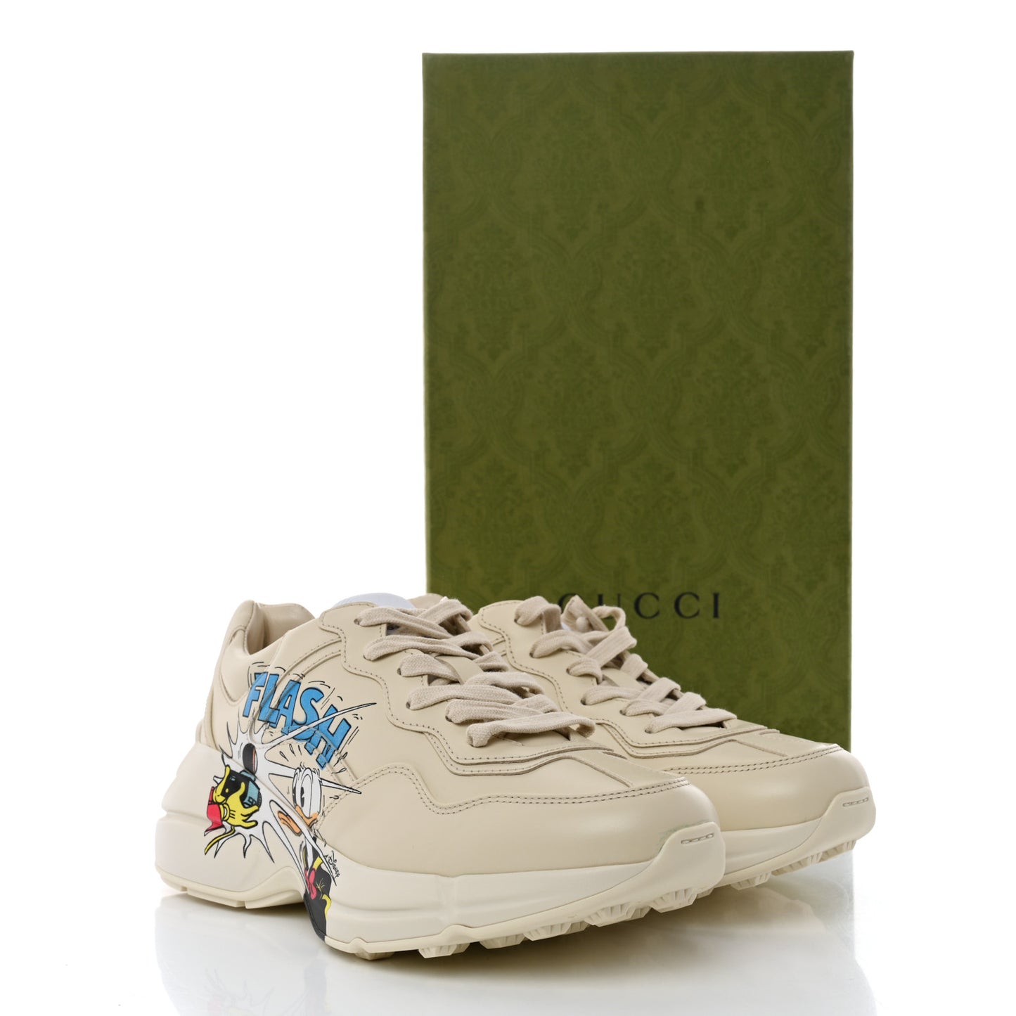 X DISNEY Calfskin Donald Duck Rhyton Sneakers 36.5 Ivory