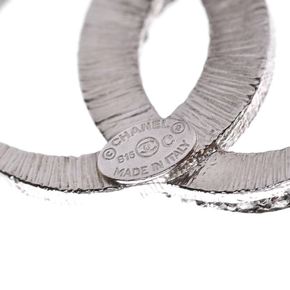 Chanel Crystal CC Moon Earrings Silver 5 of 6