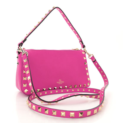Valentino Garavani Pebbled Calfskin Small Rockstud Flip Lock Shoulder Bag Pink PP 3 of 9