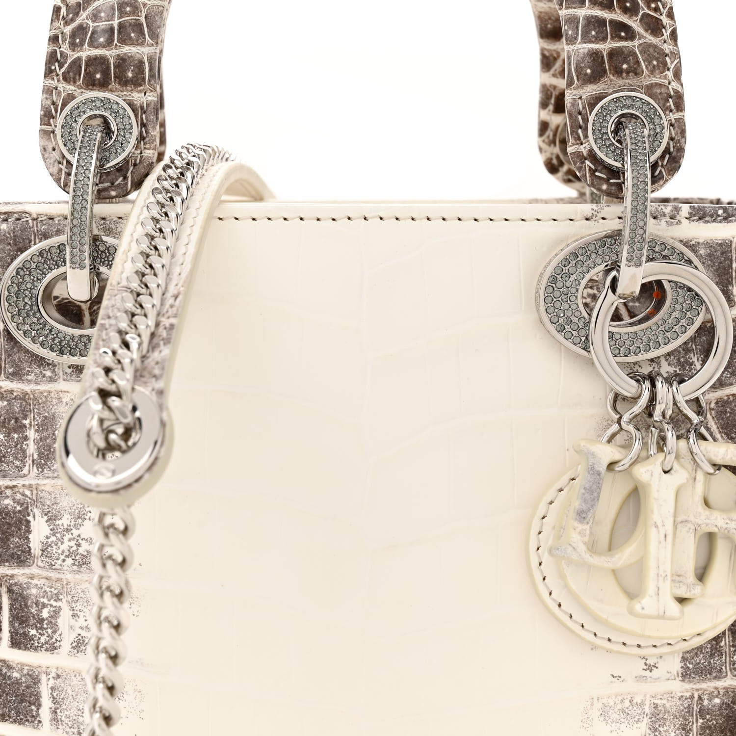 Christian Dior Niloticus Crocodile Himalaya Crystal Mini Lady Dior White 8 of 12