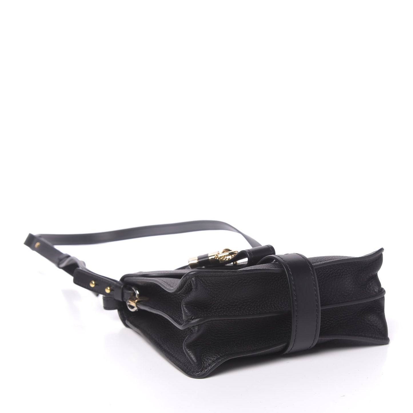 Shiny Grained Calfskin Small Aby Day Shoulder Bag Black