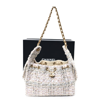 Chanel Wool Tweed Small Chanel 25 Handbag Ecru Gold Red Khaki Multicolor 11 of 12