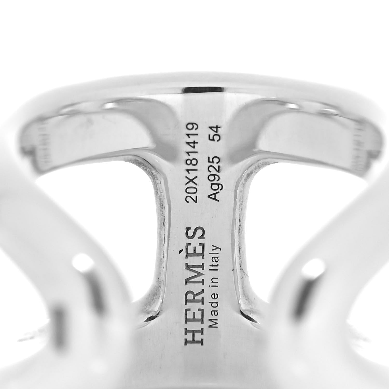 Hermes Sterling Silver PM Osmose Ring 54 6.75 4 of 5