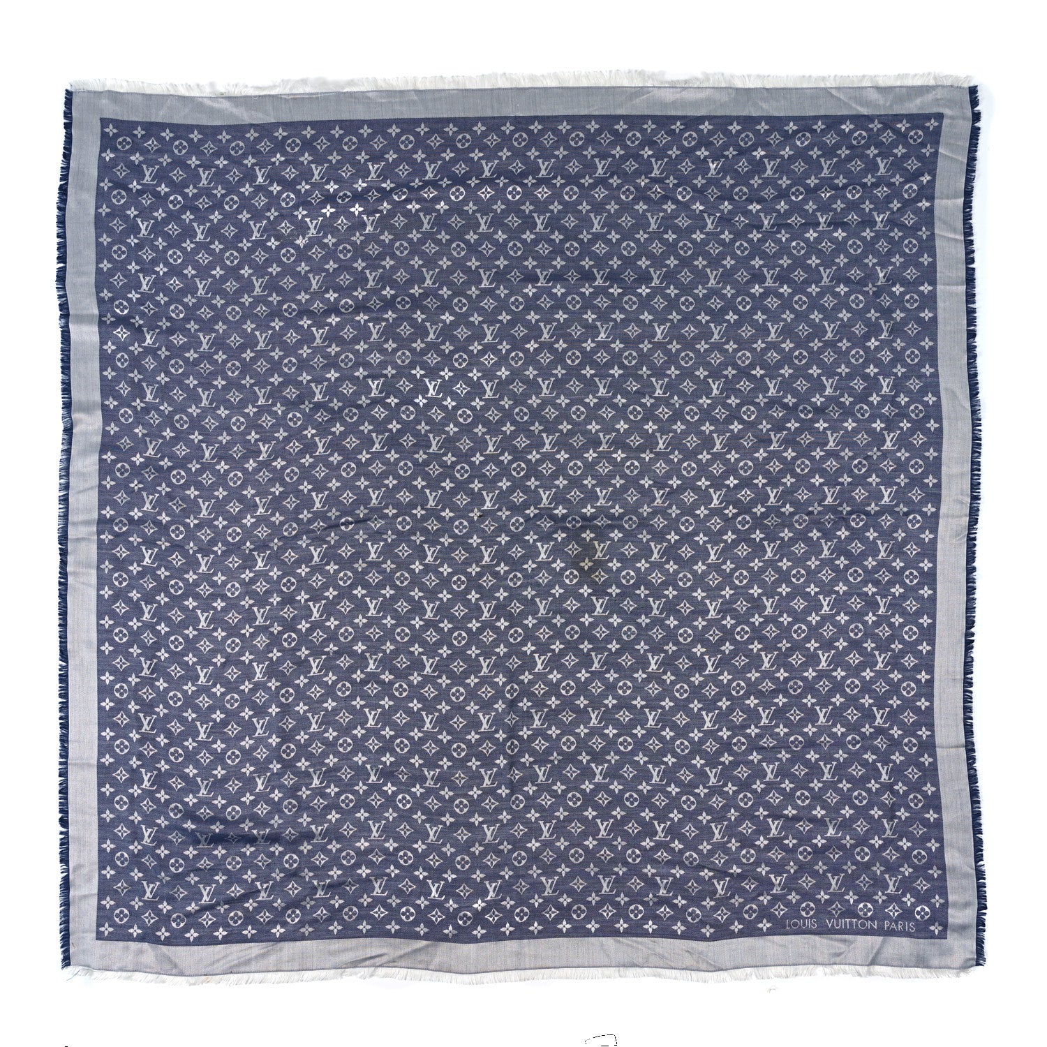 Louis Vuitton Silk Wool Monogram Denim Shawl Light Blue 1 of 4