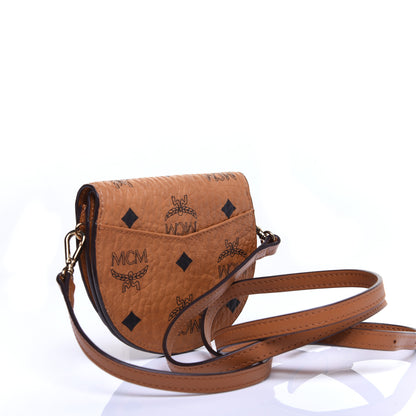 MCM Visetos Small Patricia Round Crossbody Wallet Cognac 3 of 13