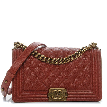 Chanel Caviar Medium Boy Flap Dark Orange 1 of 7
