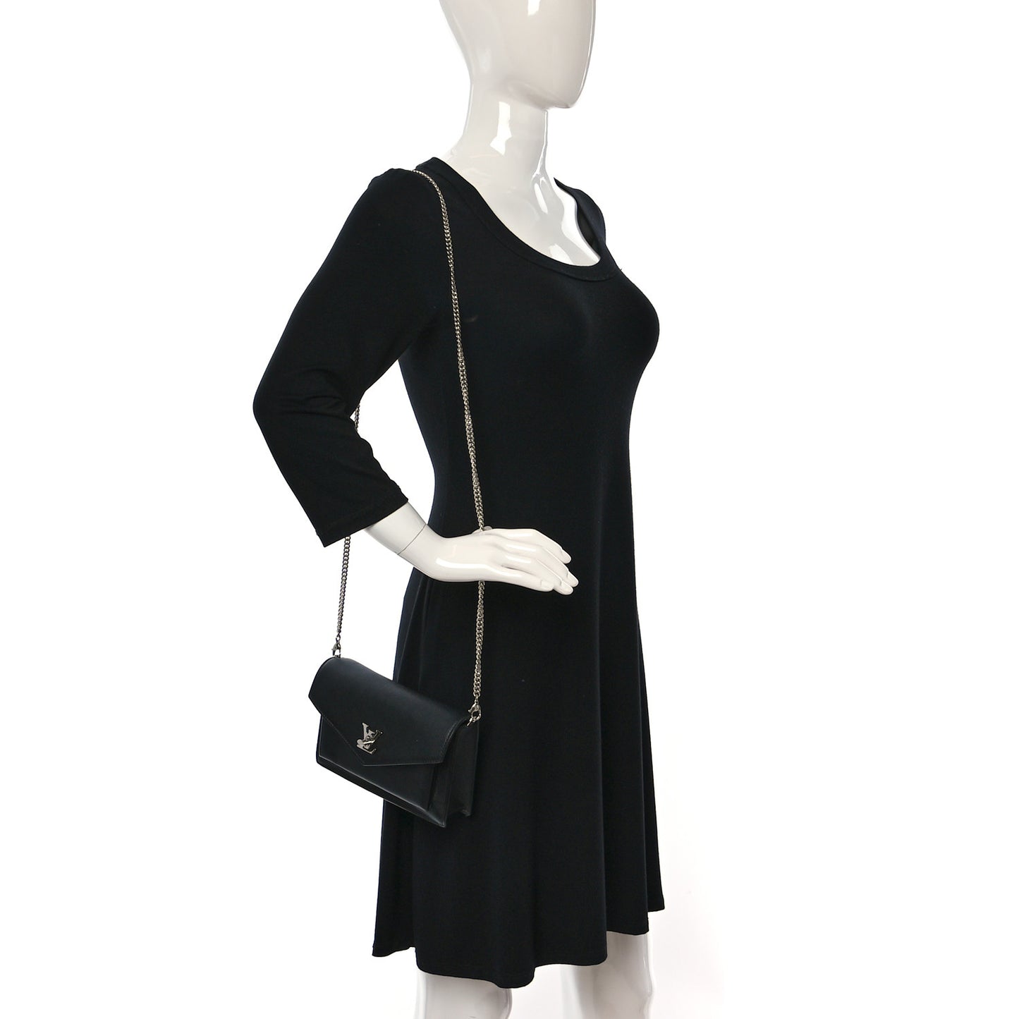 Soft Calfskin My Lockme Chain Pochette Black