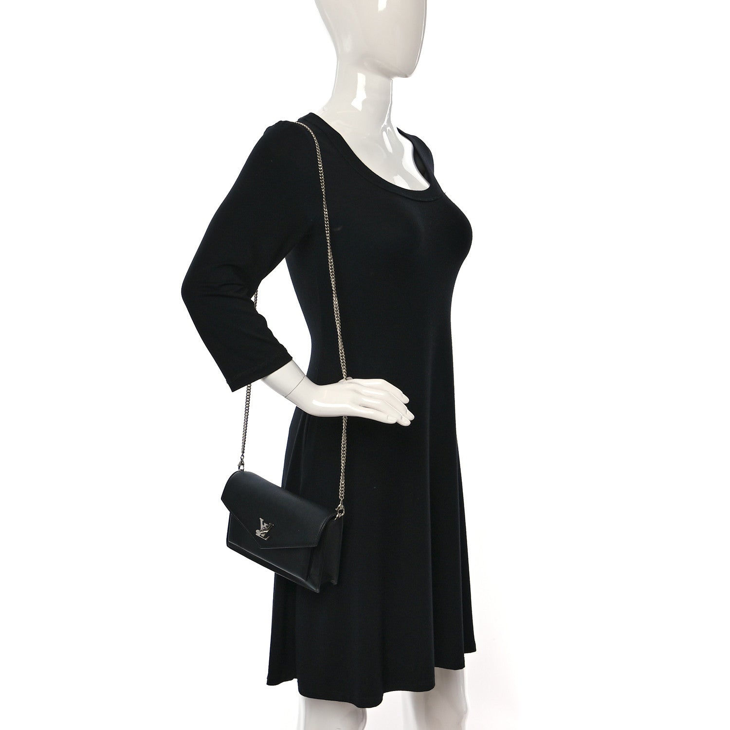 Louis Vuitton Soft Calfskin My Lockme Chain Pochette Black 2 of 11