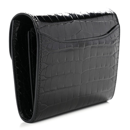 Hermes Shiny Alligator Constance Short Wallet Black 3 of 11