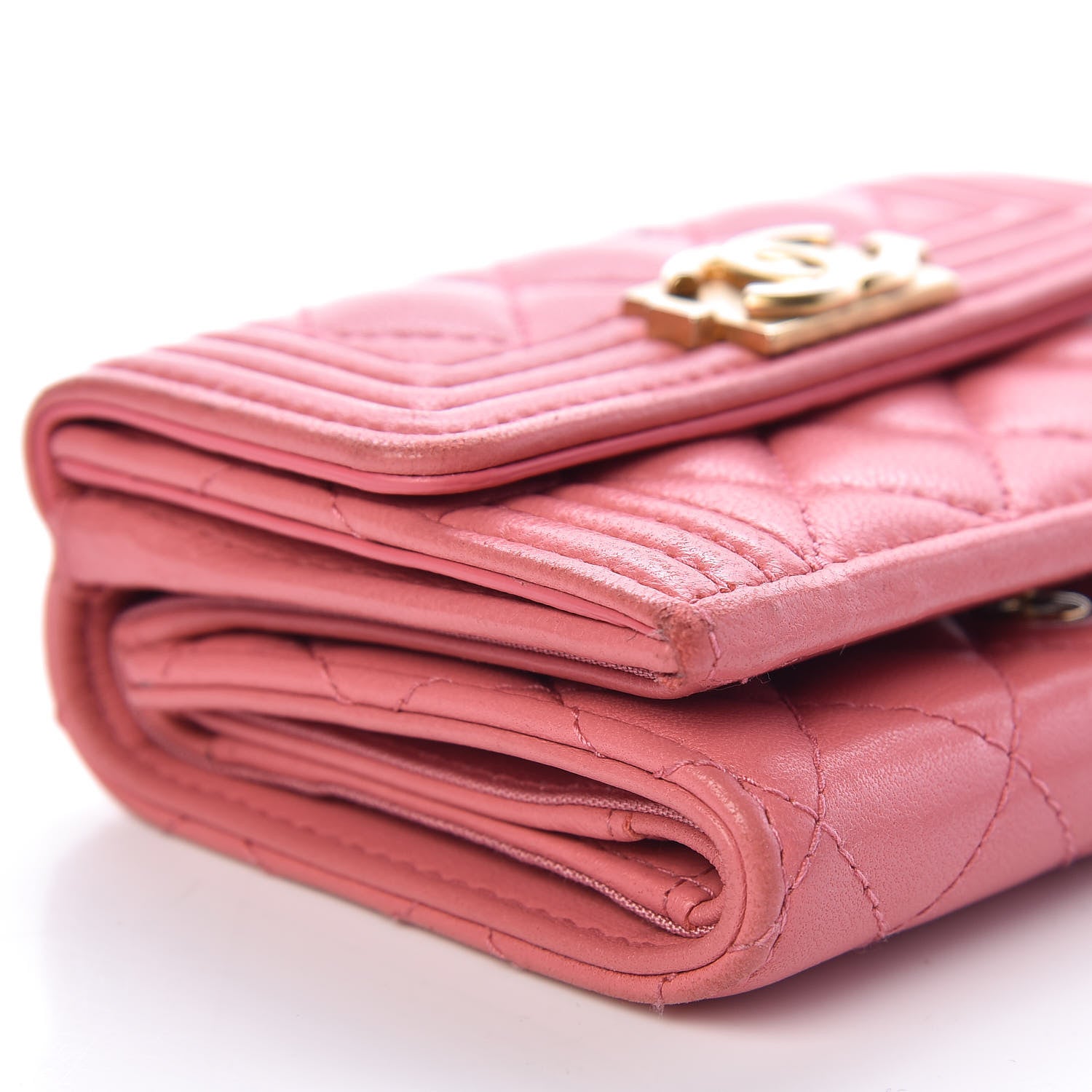 Chanel Lambskin Quilted Small Boy Flap Wallet Pink 9 of 11