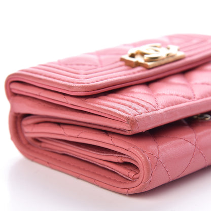Chanel Lambskin Quilted Small Boy Flap Wallet Pink 9 of 11