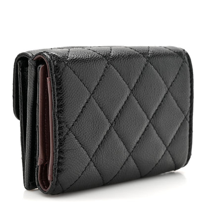 Chanel Caviar Quilted Tri-Fold Flap Wallet Black 3 of 10