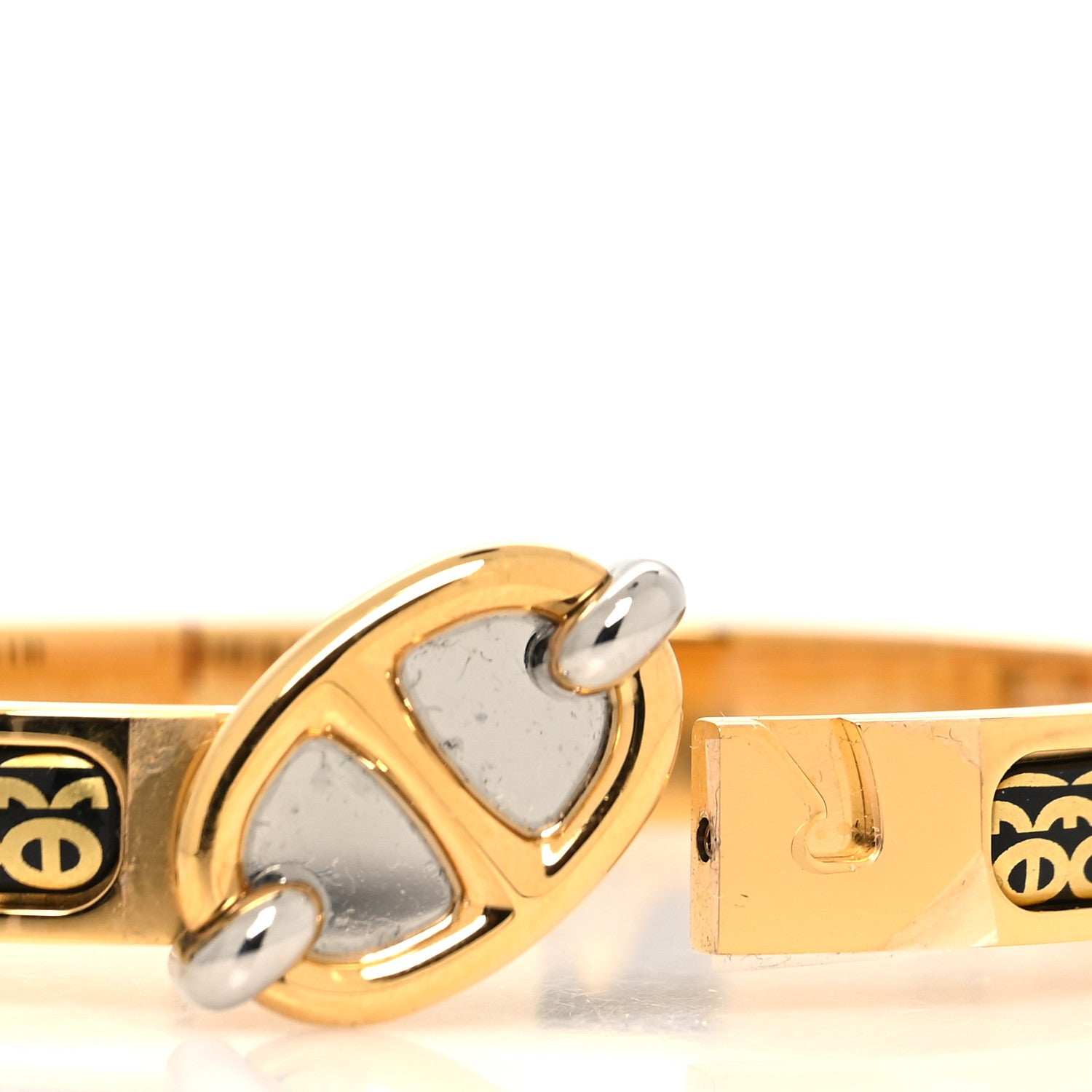 Hermes Enamel Mini Clic Chaine D'Ancre Bracelet PM Jaune Or Black 4 of 5