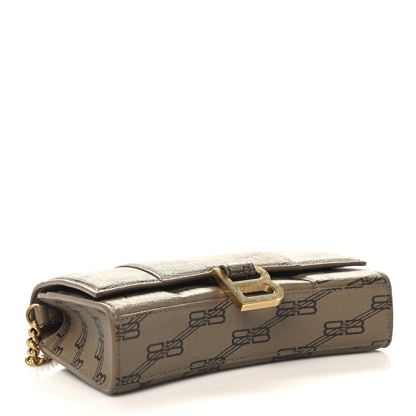 Coated Canvas BB Monogram Hourglass Chain Bag Beige Brown