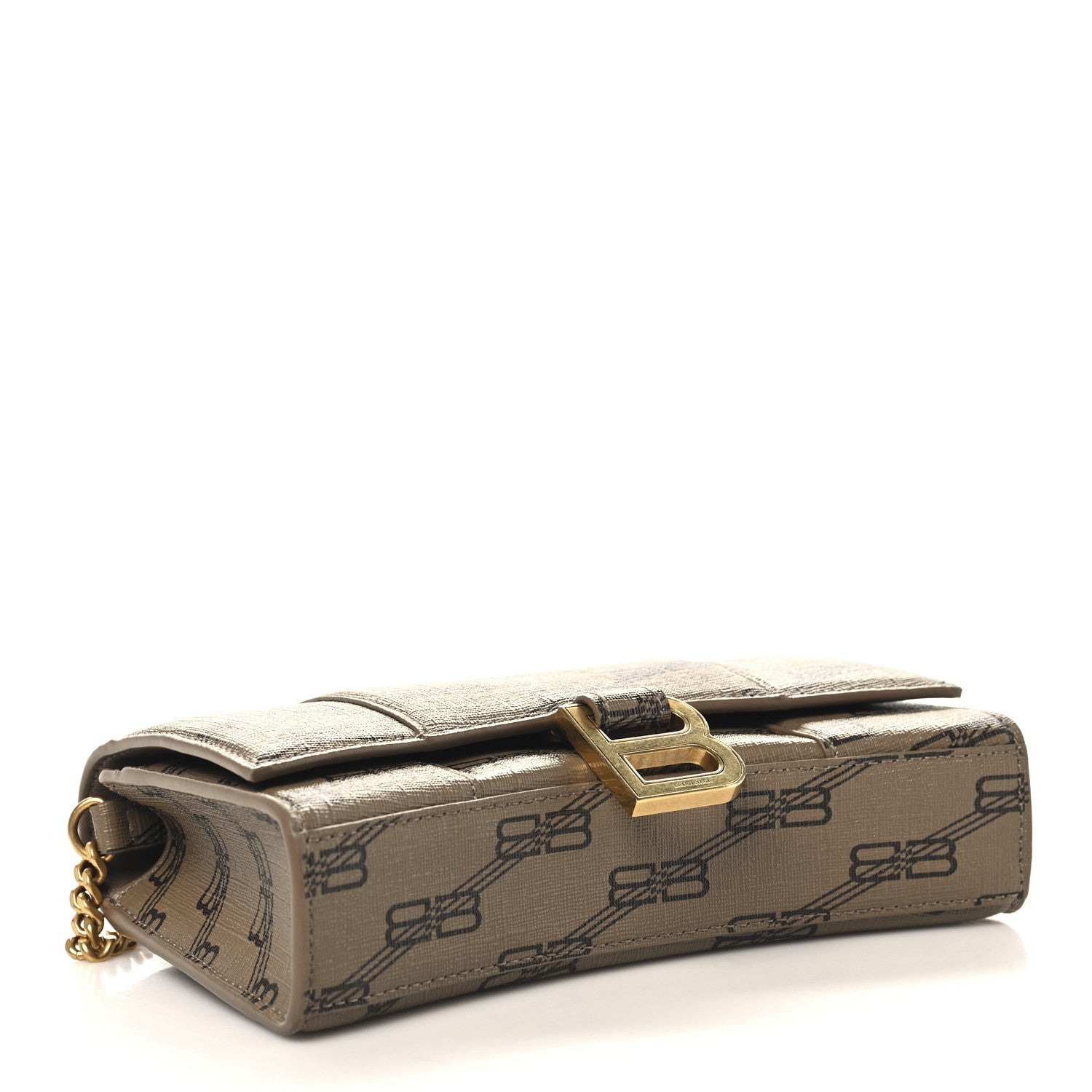 Balenciaga Coated Canvas BB Monogram Hourglass Chain Bag Beige Brown 4 of 9
